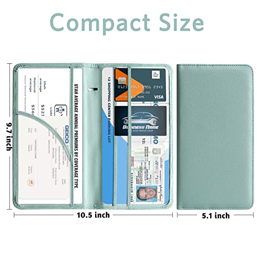CoBak Car Registration and Insurance Holder - Vehicle Glove Box Car Organizer,Auto Truck Comparment Accessories Case with Magnetic Closure for Essential Document,Driver License,Cards - color: L-Sage