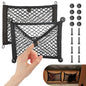 RED WOLF 2 Layer Small Mesh Cargo Net Elastic Storage Netting 2 Pcs Stretchable Car Organizer Net 14×10 Inch for Trunk RV Boats Home Auto Cargo Net Pocket with Screws and Hooks