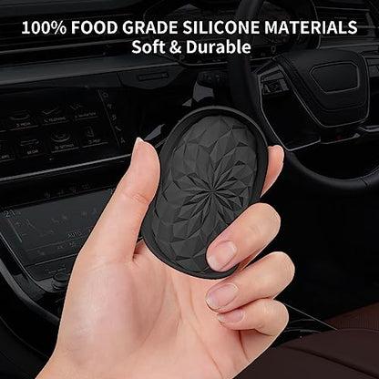 Car Coasters for Cup Holders [4 Pack] - 2.75In Silicone Auto Mug Mats - Universal Non-Slip Recessed Car Interior AccessoriesBlack - color: 4 Pack-black