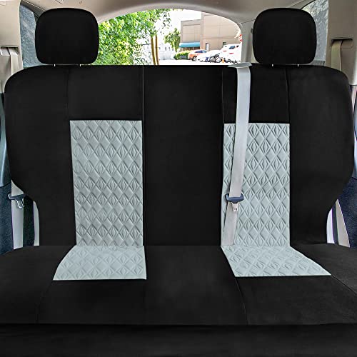 Universal Fit Diamond Stitched Flat Cloth Car Seat Covers Full Set - Gray - color: Gray