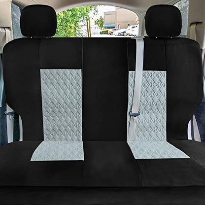 Universal Fit Diamond Stitched Flat Cloth Car Seat Covers Full Set - Gray - color: Gray
