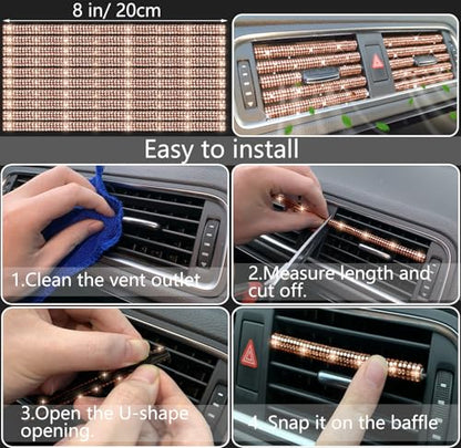 NBTEPEM 27 PCs Gold Champagne Bling Car Accessories Set for Women, Steering Wheel Covers Universal Fit 15 Inch, Bling License Plate Frame, Bling Phone Holder, Bling Car Coasters - color: Gold Champagne