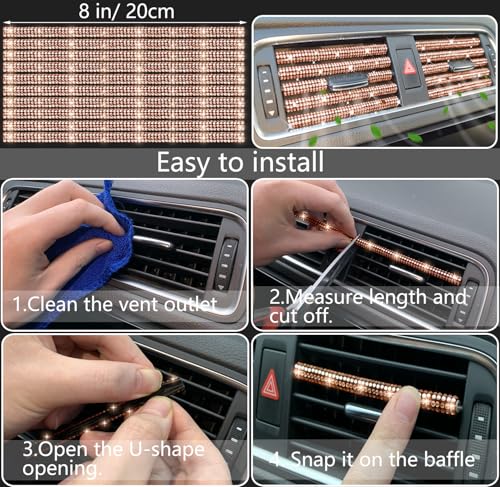 NBTEPEM 27 PCs Gold Champagne Bling Car Accessories Set for Women, Steering Wheel Covers Universal Fit 15 Inch, Bling License Plate Frame, Bling Phone Holder, Bling Car Coasters - color: Gold Champagne