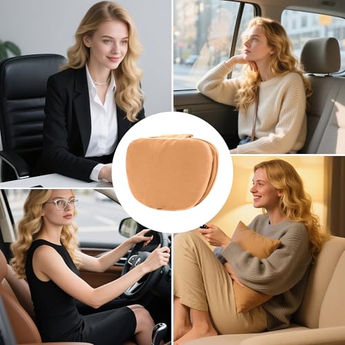 Car Headrest Pillow for Driving, Dual-Sided Leather Design Neck Pillow, Breathable Softness Neck Support, Universal Fit Head Rest Travel Pillow, Palomino Brown, 1 Pack - color: Palomino Brown
