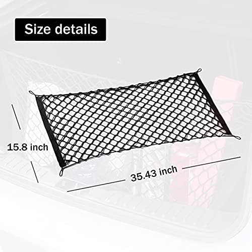 Amiss Cargo Net Stretchable, Car Exterior Accessories, Adjustable Elastic Trunk Storage Net with Hook for SUVs, Cars and Trucks (35.4x15.8 Inch) - size: 35.4x15.8 Inch