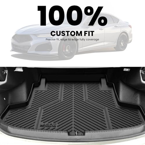 LASFIT Cargo Mat for Acura TLX 2021-2025 Sedan Custom Fit Trunk Mat Cargo Liner with Raised Edges, All Weather TPE Trunk Liner for Rear Cargo Area Protection, Black - size: 2021-2025 | For Acura TLX | Cargo Mats