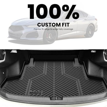 LASFIT Cargo Mat for Acura TLX 2021-2025 Sedan Custom Fit Trunk Mat Cargo Liner with Raised Edges, All Weather TPE Trunk Liner for Rear Cargo Area Protection, Black - size: 2021-2025 | For Acura TLX | Cargo Mats