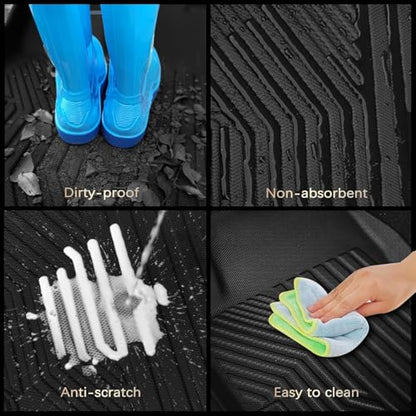 All-Weather TPE Custom Fit Car Floor Mats for Toyota RAV4 and Hybrid Models (2019-2025) - Durable Black Liners for Front and Rear, Essential RAV4 Accessories, Black - size: For RAV4 2025-2019 3pcs