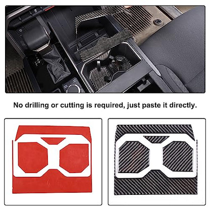 Car Front Seat Central Armrest Cup Holder Cup Panel Trim Sticker Compatible with Toyota Tundra/Sequoia 2022-2024 Real Carbon Fiber Center Console Cup Holder Decorative Frame Protect Cover Accessories - size: Central Control Cup Holder Panel Trim Sticker