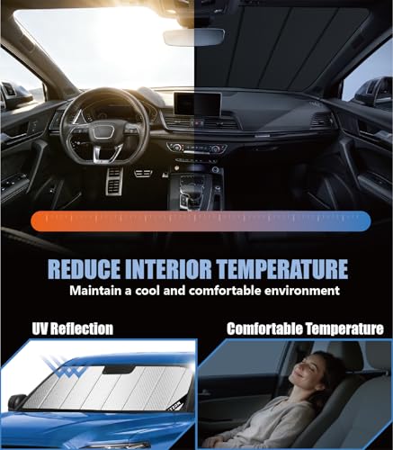 Windshield Sun Shade for Toyota RAV4 2019-2025, Custom-fit Windshield Cover, Keep Vehicle Cool, Protect Dashboard, Foldable Car Window Shades – Toyota RAV4 Accessories - color: Advanced Silver