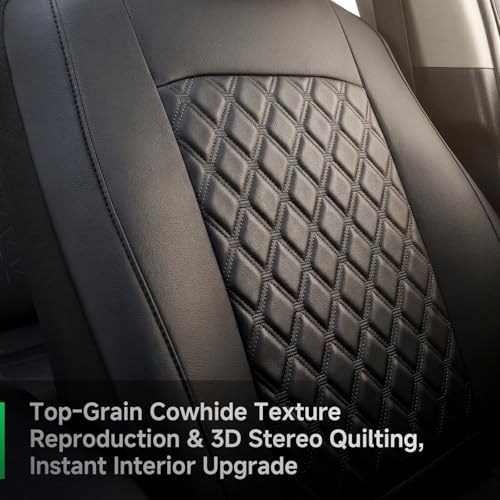 GIANT PANDA 2PCS Front Car Seat Cover for Subaru Outback Forester Crosstrek Legacy Impreza, Faux Leather Bucket Seat Covers (Black) - color: Solid Black-Luxury Edition