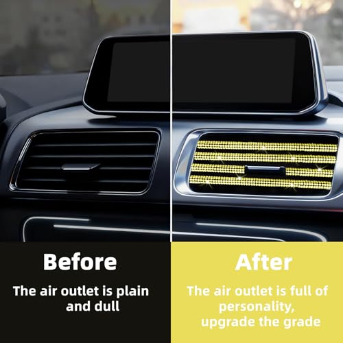 NBTEPEM Bling Car Air Conditioner Decoration Strip for Vent Outlet, 10 PCS Universal Rhinestone Car Vent Outlet Trim Decorations, Bling Interior Accessories for Women and Girls (Yellow) - color: Yellow