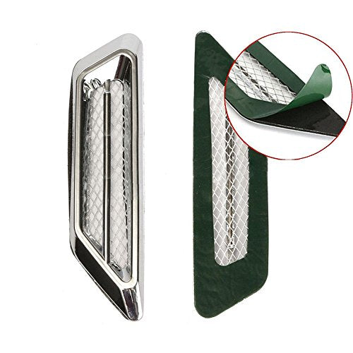 TuTuYa Car Side Mesh Vent, Universal Car Air Flow Chrome Fender Side Vent Decor Sticker Accessories,1 Pair