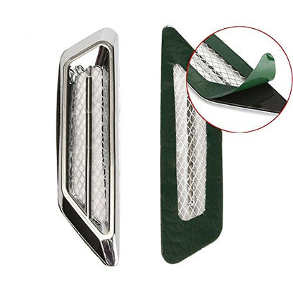 TuTuYa Car Side Mesh Vent, Universal Car Air Flow Chrome Fender Side Vent Decor Sticker Accessories,1 Pair