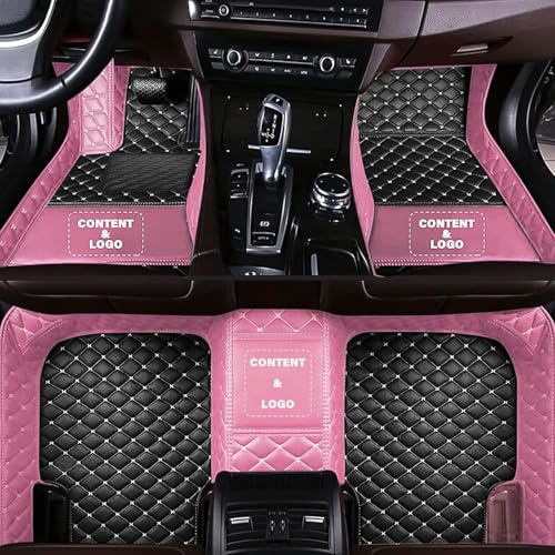Custom Making Car Floor Mats for 97.5% Car Model Luxury Leather All Weather Waterproof Anti-Skid Full Coverage Liners (Black and Pink) - color: Black and Pink