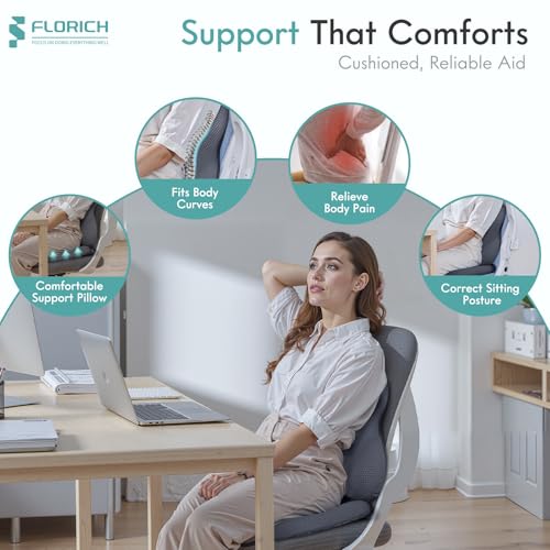 Car Seat Cushion and Lumbar Support Pillow for Office Chair Car, Ergonomic Memory Foam, Relieves Back Sciatica Pain, Pressure-Relieving Back Support for Car, Office Chair & Wheelchair – Gray - color: Deepgray, size: Seat Cushion&Lumbar Pillow