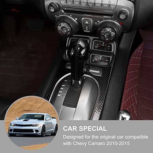 Jimen Compatible with Chevrolet Camaro 2010-2015, Center Console Gear Shift Knob Cover Trim (Black)
