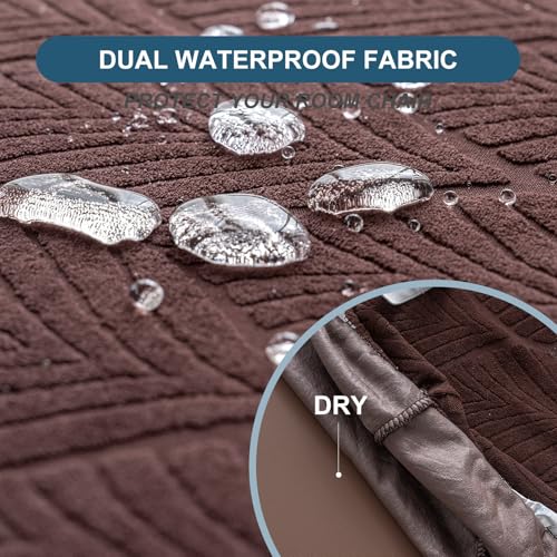 Removable and Washable Seat Covers for Dining Room Chairs Set of 2 - Waterproof Stretch Chair Seat Slipcovers, No Back Covers - color: Chocolate, size: 2PCS-Rear-gapped