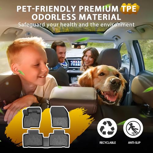 Floor Mats for 2015-2024 Ford Edge Accessories All Weather Floor Liner 3D TPE 1st & 2nd Row Floor Mat Heavy-Duty Floor Liners - size: 3)Ford Edge｜15-24｜1st & 2nd Row