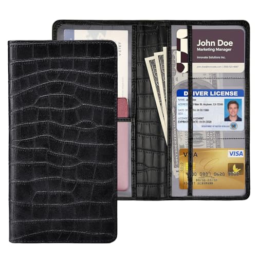Car Registration and Insurance Holder, Black Vehicle Glove Box Car Organizer with Magnetic Closure for Documents, Cards, License Car Organization, 1 Pack - color: Black