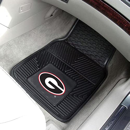 Fanmats University of Georgia Bulldogs Set of 4 Car Mats for Cars, SUV, Pickups - All Weather Protection, Deep Reservoir Design, Universal Fit - 3D NCAA Bulldog Logo - 29”x17” Front-14”x17” Rear Mat
