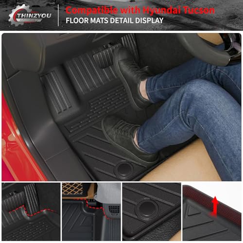 Floor Mats Compatible with 2022-2025 2026 Hyundai Tucson Trunk Mat Cargo Liner Cargo Mat TPE All Weather Back Seat Cover Protector 2024 Tucson Accessories(Floor Mats+Backrest Mats+Trunk Mat) - style: For Hyundai Tucson | 2022-2026
