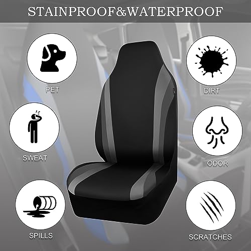 CAR PASS AquaShield Neoprene Waterproof Car Seat Covers for Front Seats Only, High Back Bucket Seat Cover,Airbag Compatible,Line Rider Seat Covers Universal Fit for Truck Van SUV (Black and Gray) - color: Black and Gray