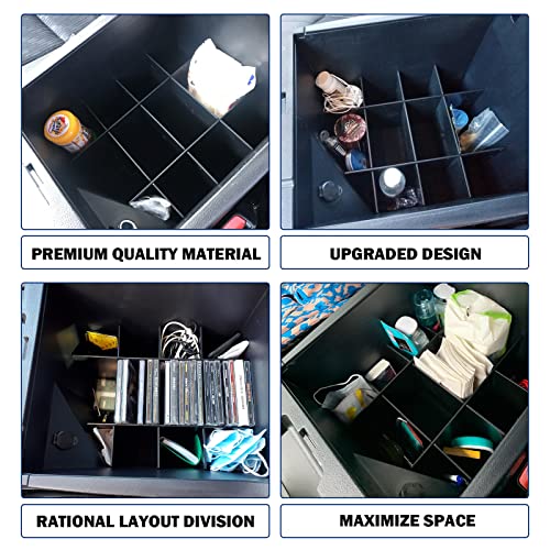 RUNROAD Center Console Organizer Dividers Compatible with Toyota Tundra 2014-2019 2020 2021 Accessories, Insert Compartment Tray Secondary Storage Box ABS Materials Armrest Divider