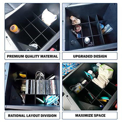 RUNROAD Center Console Organizer Dividers Compatible with Toyota Tundra 2014-2019 2020 2021 Accessories, Insert Compartment Tray Secondary Storage Box ABS Materials Armrest Divider