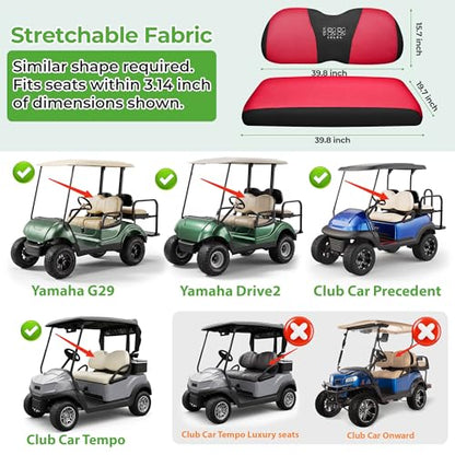 10L0L Golf Cart Seat Covers, Super Comfort Cooler Than Vinyl Seat Cover, Front and Rear Seat Cover for Yamaha EZGO Club Car, No Drilling Breathable Mesh Bench Seat Blanket, Machine Washable - color: Red + Black, style: Front Seat - For Yamaha & Club Car P