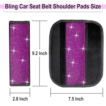 2 PCS Bling Car Seat Belt Shoulder Pads, Bling Seat Belt Covers with Bling Rhinestones, Car Accessories Seatbelt Strap Pad with Crystal Diamond for Car, Truck, SUV (Pink Diamond) - color: Pink