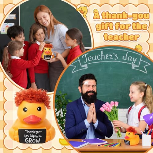 Civaner 7 Inch Emotional Giant Rubber Duck with Positive Message Thank You Gifts Motivational Rubber Duck Gift for Desk, Office, Home Decor Graduation(Teachers Gifts) - style: Thank You for Help Me Gow