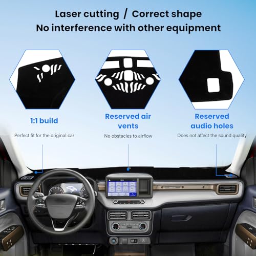 Dash Cover Mat Compatible with Ford Maverick 2022-2025 Car Interior Dashboard Cover Mat Nonslip Dashmat Sunshade Glare UV Rays Protector Accessories Custom Fit - size: Compatible with Maverick 2022-2025