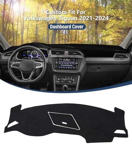 BIBLOZ Dash Cover for Volkswagen Tiguan 2018-2024 Accessories Black Flannel Dashboard Cover Mat Car Dashboard UV Sun Protection(Not for 2025+) - size: 2018-2024 Tiguan