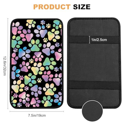 Universal Car Center Console Cushion Pad,Dog Paw Print 2 Car Armrest Pad Car Armrest Seat Box Cover Protector for Most Vehicle, SUV, Truck, Car - color: Dog Paw Print 2