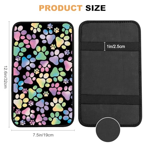 Universal Car Center Console Cushion Pad,Dog Paw Print 2 Car Armrest Pad Car Armrest Seat Box Cover Protector for Most Vehicle, SUV, Truck, Car - color: Dog Paw Print 2