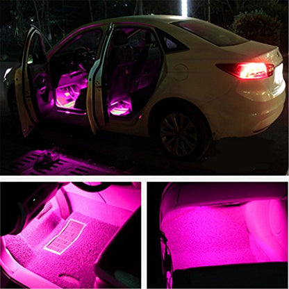 Car LED Strip Light, EJ's SUPER CAR 4pcs 48 LED Car Interior Lights Under Dash Lighting Waterproof Kit,Atmosphere Neon Lights Strip for Car,DC 12V(Pink) - color: Pink(48LED Beads)