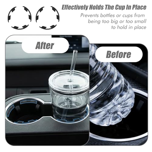 Car Cup Holder Limiter, 6Pcs Cupholder Insert for Car, Silicone Stabilizer for Water Bottles & Travel Mugs, Secure Fit with Anti-Slip Base, Universal for Most Vehicles (Black)