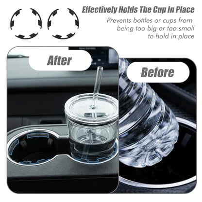 Car Cup Holder Limiter, 6Pcs Cupholder Insert for Car, Silicone Stabilizer for Water Bottles & Travel Mugs, Secure Fit with Anti-Slip Base, Universal for Most Vehicles (Black)