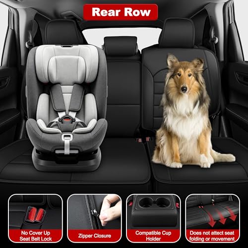TTX LIGHTING Custom Fit Seat Covers for Honda CRV 2023 2024 2025 2026 All Models Faux Leather Full Set Black - size: 7.CR-V 2023-2026 5 Seat Full Set