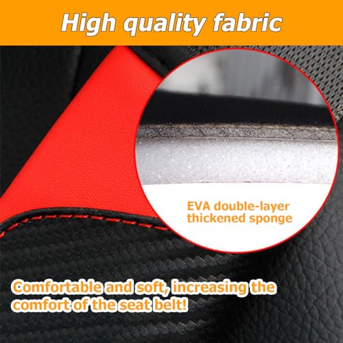2PCS Car Seat Belt Cover, Carbon Fiber Seatbelt Shoulder Protection, Soft Car Seat Belt Strap Cushion Protect Your Neck and Shoulder, Car Accessories Seat Belt Pad for Car Truck (Red) - color: Red