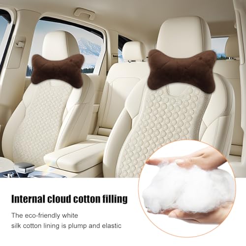 2PCS Car Headrest Pillow, Comfortable Ergonomic Design Vehicle Seat Neck Pillow for Driving Fatigue Relief, Soft Breathable Automotive Interior Head Rest Cushion Pad, Universal Fit (Coffee) - color: Coffee