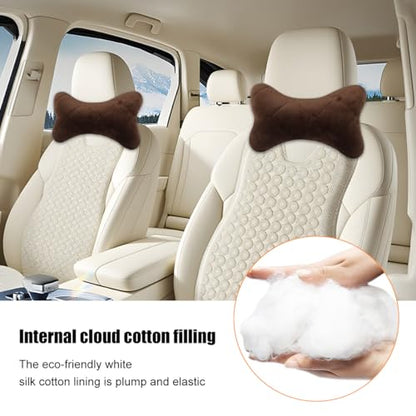 2PCS Car Headrest Pillow, Comfortable Ergonomic Design Vehicle Seat Neck Pillow for Driving Fatigue Relief, Soft Breathable Automotive Interior Head Rest Cushion Pad, Universal Fit (Coffee) - color: Coffee