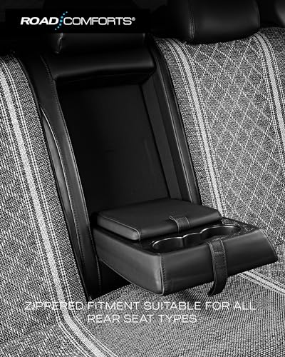 Road Comforts Baja Bench Seat Covers Grey Diamond Rear Blanket Seat Covers - Jacquard Fabric, Airbag Compatible, Universal Fits Car, Truck, SUV, and Vans - color: Rear Seat Gray
