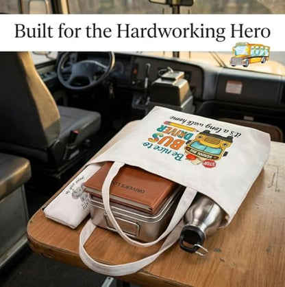 School Bus Driver Appreciation Gifts -Bus Canvas Handbag, Cosmetic Bag, Rearview Mirror Hanging Ornament, Keychain & Greeting Card | Thank You Gift for Driver,Transportation Worker