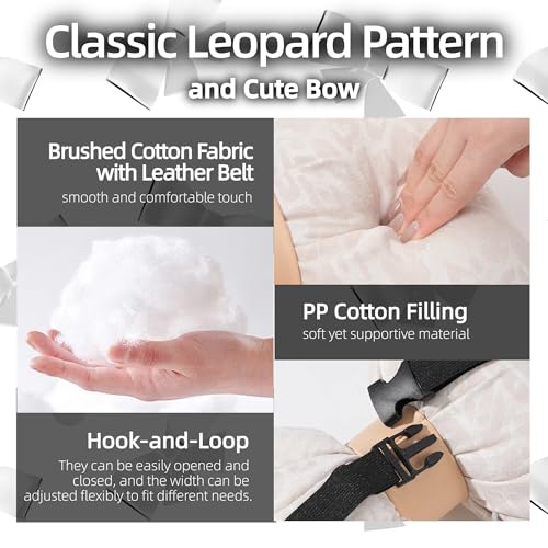 Car Headrest Pillow with Leopard Print Chic Car Interior Breathable Neck Support Cushions Fits for Most Cars (Beige Pillow) - color: Beige Pillow