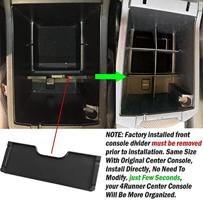 EDBETOS Center Console Organizer Insert Dividers Compatible with Toyota 4Runner 2010-2020 2021 2022 2023 5th Gen 4Runner Accessories Armrest Interlock Secondary Storage ABS Material