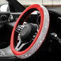 Diamond Leather Steering Wheel Cover, 15 Inch Bling Crystal Rhinestone Anti-Slip Wheel Protector, Universal Sparkling Elegant Diamond Steering Wheels Cover for Women Girl (White&Red) - color: White&Red