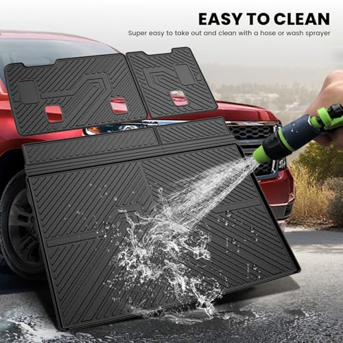 LASFIT Trunk Mat with Backrest Mat 2015-2020 for Chevrolet Chevy Suburban/GMC Yukon XL(Not Fit Yukon)/Cadillac Escalade ESV(Only Escalade ESV, Not Fit Escalade), All Weather TPE Mat - size: Cargo for Suburban/Yukon XL/Escalade ESV 2015-2020