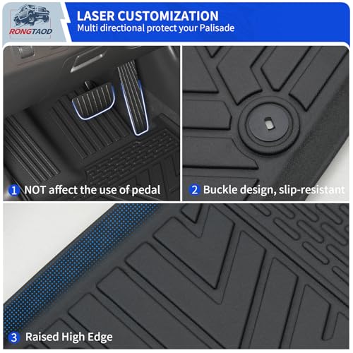 Floor Mats Compatible with 2020-2025 Hyundai Palisade 7 Seats Cargo Mat 2nd&3rd Row Kick Mat 2024 Palisade Accessories (2nd Row Backrest Mat+Trunk Mat with Backrest Mat+Floor Mats)